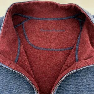 Tommy BahamaVintage Mens Blue Heathered Quarter Zip Vest Red Lined XXL